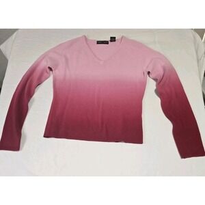 Jamie Scott Women's Large Sweater Pink/Red Ombre V-neck